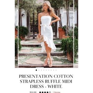 Vici Cotton Strapless Ruffle Midi Dress.